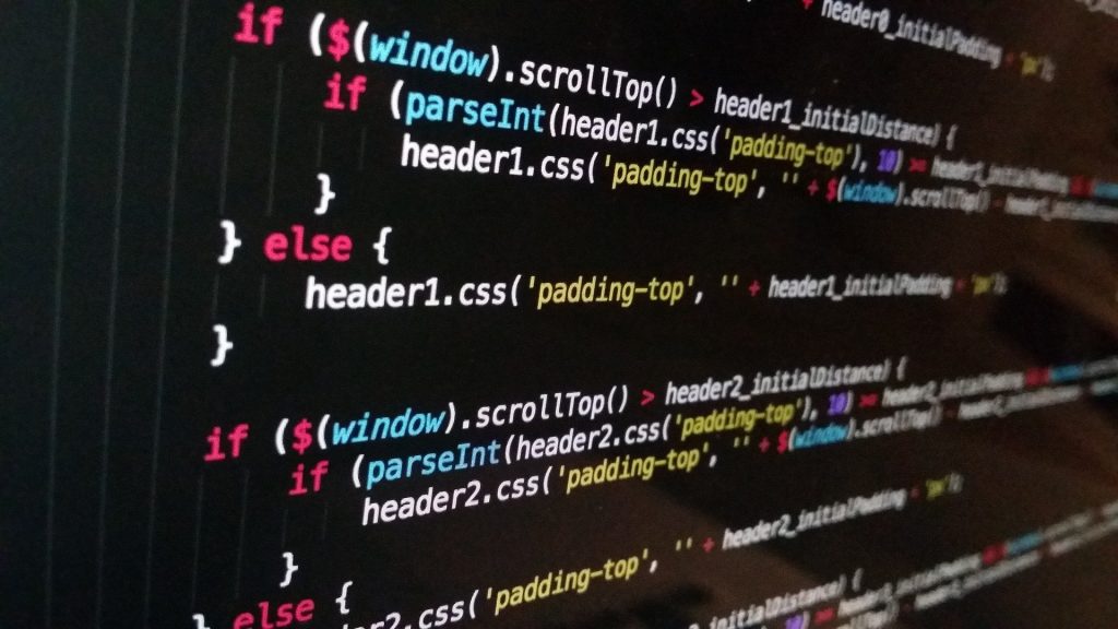 Image of JavaScript code on a monitor.